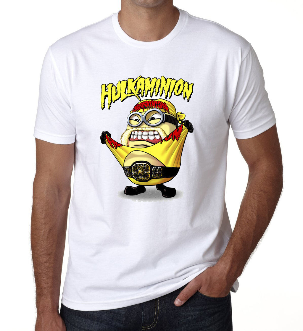 Hulkaminion Mens Kids T shirt Funny Hulk hugan Yellow Hulkamania WWE WhiteDTTops wholesale Tee custom Environtal printed Tshirt